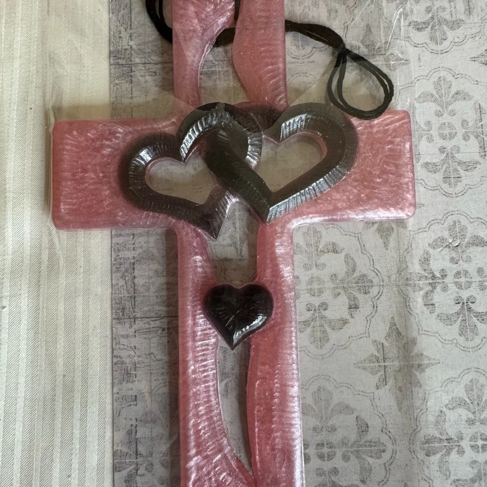 Purple and Black Heart Cross Wall Decor/ click on pic